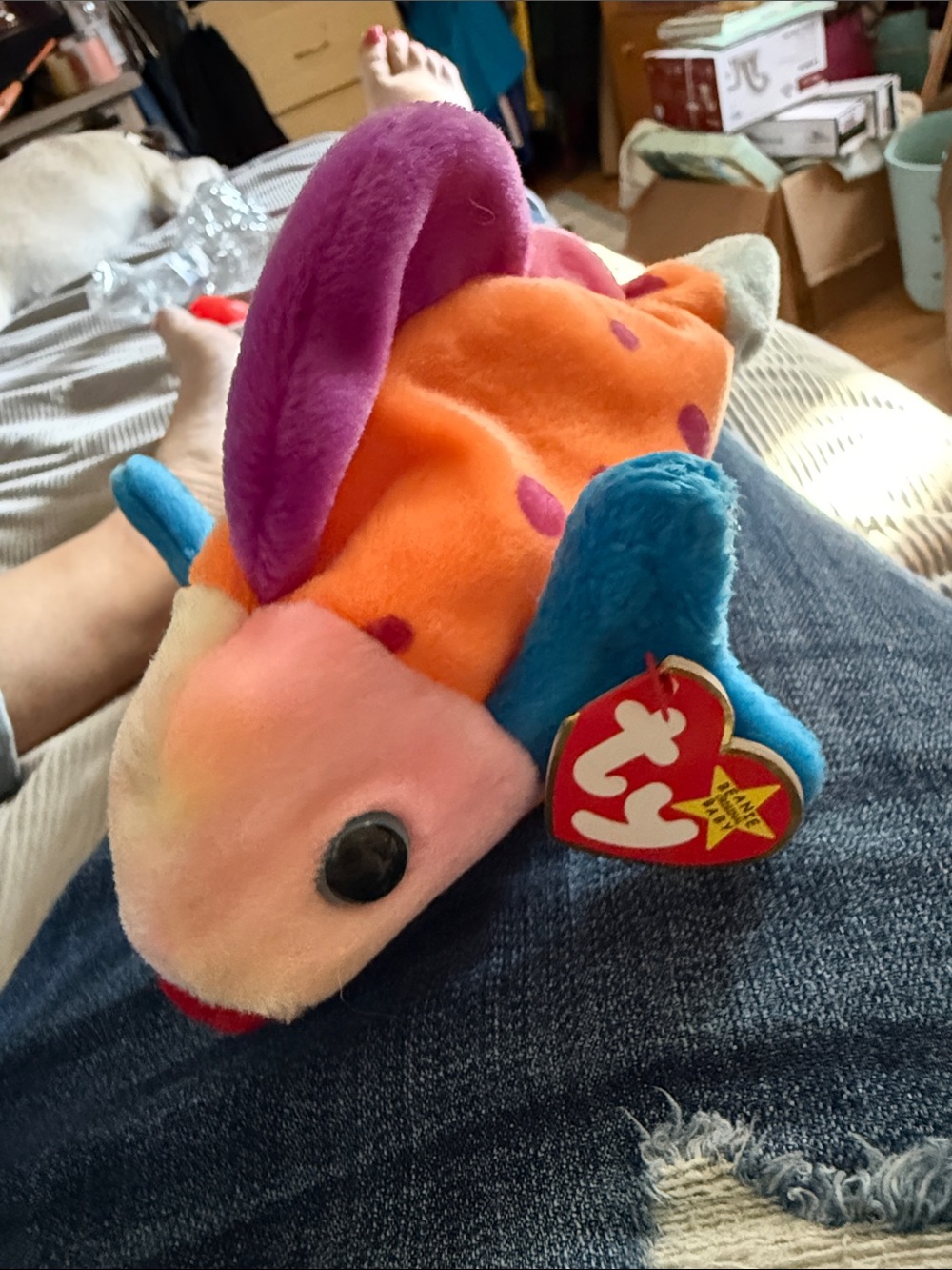 Ty Multicolor Plush Fish — Orange, Pink, Purple, Blue, Cream